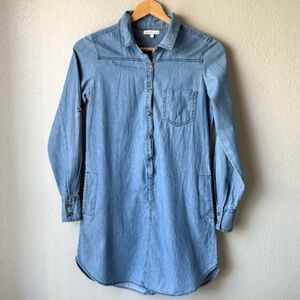 Charlotte Russe Casual Light Blue Button-Down Shirt Dress